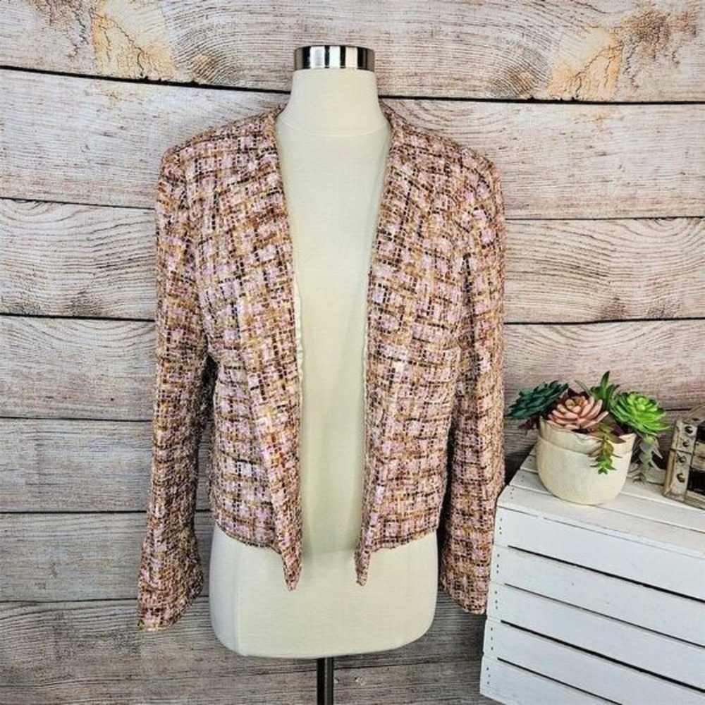 5/$25 Bernard Zins Paris Tweed Jacket Size 12 Multicolor Casual‎